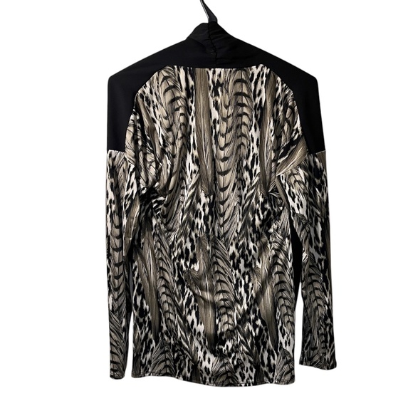 S-Twelve Mixed Media Leopard Print Draped Front Top Size Medium - Picture 2 of 6